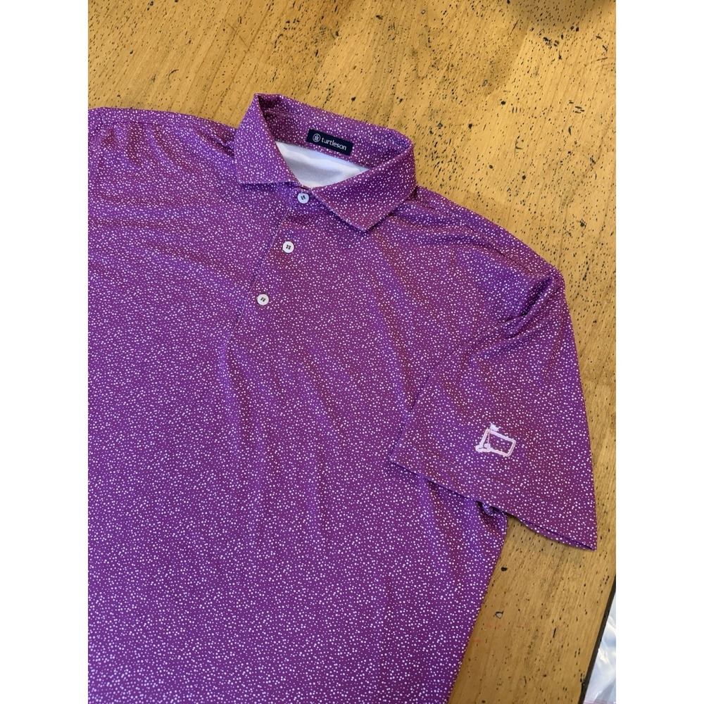 Turtleson Polo Mens Large Purple Geometric All Over Performance Golf - Picture 3 of 9
